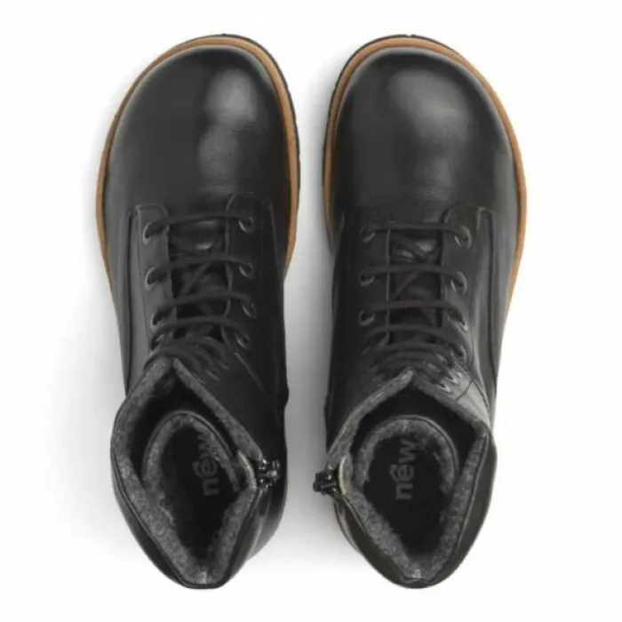 New Feet Boot Lace & Zipper Black Women