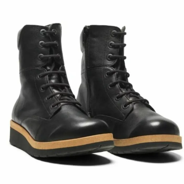 New Feet Boot Lace & Zipper Black Women