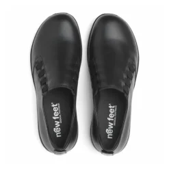 New Feet Loafer Elastic Plain Leather Black Women