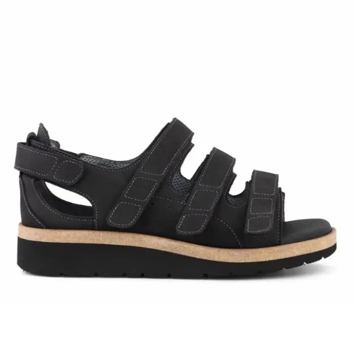 New Feet Sandal Loop Heelcap Black Nubuck Women
