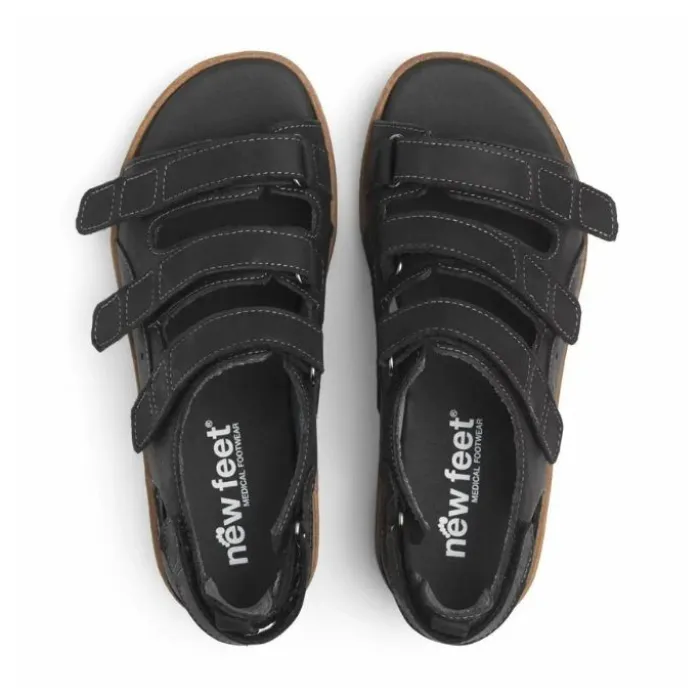 New Feet Sandal Loop Heelcap Black Nubuck Women