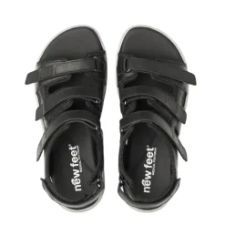 New Feet Sandal Plain Leather Black Women