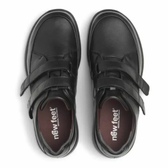 New Feet Velcro Leather/Stretch Black Men