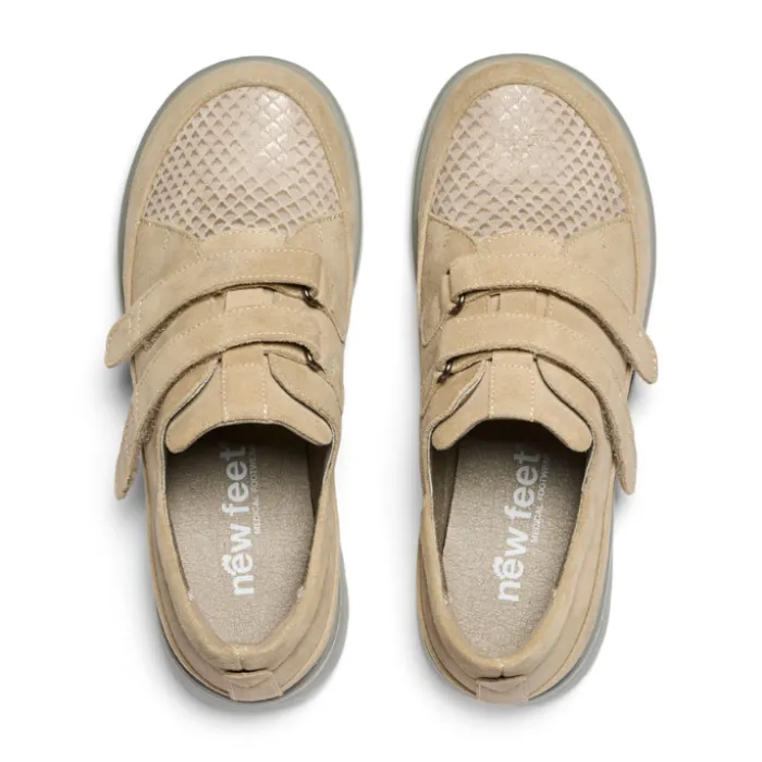 New Feet Velcro Leather/Stretch Sand Women