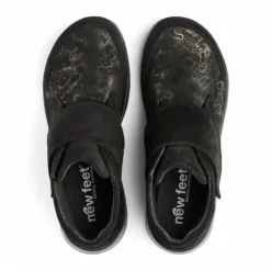 New Feet Boot 1 Velcro Leather/Textil Stretch Black Women